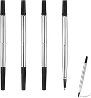 4 Pack Parker Rollerball Refill, Parker Pen Refills Ballpoint, Black Ink Refills, Medium Point 0.7mm, Smooth Writing with Deeply Pigmented Quink Ink, Long-Lasting, Suitable for Most Rollerball Pens