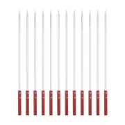 12pcs Kebob Skewers 60cmx10mmx2mm Stainless Steel Flat Sticks with Wood Handle