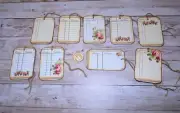 9~Vintage~Ephemera~French Ledger~Junk Journal~Linen Cardstock~Gift~Hang~Tags