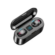 F9 Wireless Headphones Bluetooth 5.0 Earphone TWS HIFI Mini In-ear Sports Running Headset Support iOS/Android Phones HD Call - BLACK 5.0