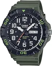 [Casio] MRW210H-3A Analog Army Green Strap Unisex Adult Watch, Black Dial, 55 × 52.6 × 14.2 mm