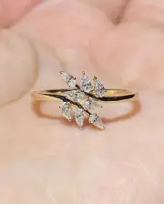 1.55Ct Pear Simulated Diamond Bypass Cluster Wedding Ring 925 Sterling Silver
