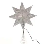 New Kurt S. Alder NOS Christmas SILVER STAR TREE TOPPER Plastic 8" wide Lights