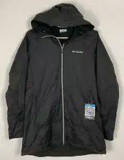 Columbia NWT Womens Switchback Lined Long Jacket Small Black Hood Waterproof New