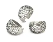 Filigree Adjustable Ring Antique silver plated brass 18mm 8US inner size OZ2631