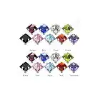 18pc Internally Threaded Prong Set Square Jewel Dermal Tops - SAS32-18pc