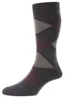 Pantherella Mens Racton Argyle Merino Wool Socks - Charcoal Grey