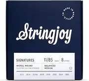 Stringjoy BAL118 8 String Signature Nickel Electric Guitar Strings, (Balanced Medium Gauge - 11-85)