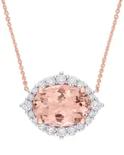 Rina Limor 14K Rose Gold 5.69 ct. tw. Diamond & Morganite Halo Necklace