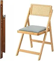 Home Folding Chair Wooden, Kitchen Chair Cushion Padded, Collapsible Chair with Rattan Back for Indoor Outdoor, Capacity 330lbs(Wooden)
