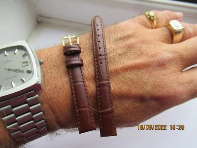 12MM Condor Adria Genuine Leather Alligator Calf Watch Strap Gold buckle New