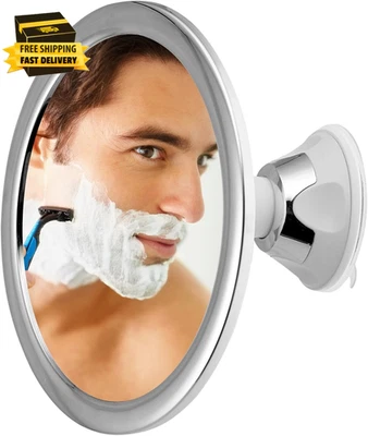 Shower Mirror Fogless with Suction Cups Anti-Fog 360° Rotating Silver 6"x8"