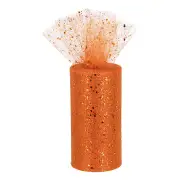 6" 50 Yards Sequin Tulle Ribbon Rolls Glitter Netting Fabric Orange