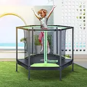 GENKI 55inch Trampoline Rebounder for Kids, Mini Trampoline Fitness Safety Net Indoor Outdoor Rebounding Jumping Pad Handle