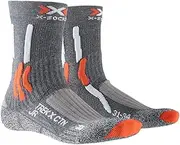 [X-Bionic] Kids Cotton Junior Socks Outdoor Trekking Hiking Walking, Stone Grey Melange/x-Orange