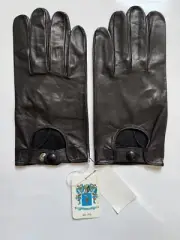 New Men $228 Saks Fifth Avenue Portolano Black Soft Leather Glove Size L Miu Jin