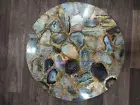 24" White Marble Natural Agate Inlay Coffee Side table top Heritage Design