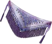 [WRITWAA] Hip Scarf for Belly Dancing Sequin Triangle Skirt Dance Waistband Sparkly Dance Outfit Costume