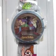 VINTAGE 1990's DISNEY SNOW WHITE SEVEN DWARFS KIDS WRIST WATCH HOLOGRAM NEW