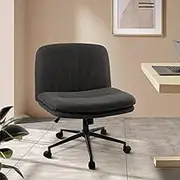 OIkiture Mid Back Office Chair with Padded Seat Criss Cross Chair Charcoal