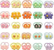 MILASIC Flower Hair Rubber for Kids, Set of 50, Colorful, Assorted, Easy, Time-saving, Popular, Just Tie On, Cute, Pastel, Hair Arrangement, Rubber for Kids, Girls, Large Capacity, Cute, Stylish