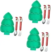 minkissy 3pcs Cutlery Set Christmas Serving Tray Christmas Tree Plates Christmas Tree Shaped Dishware Christmas Tree Divided Serving Tray Xmas Trees Stainless Steel re-usable