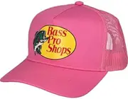 [Bass Pro Shops] Bass Original Fishing Pro Trucker Hat Mesh Cap -Adjustable Snapback Hat for Men and Women-Great for Hunting, Fishing, Travel (Light Red), 1, Light Red, 1