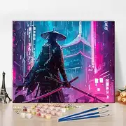 Rebotipy DIY Oil Painting Kit Modern Painting of a Samurai Painting Cyberpunk Fantasy Paint by Numbers for Adults Beginner with Paintbrushes for Home Wall Decor 16 x 20 inch