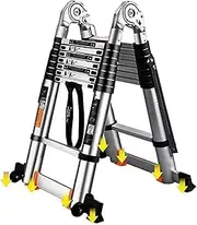 Aluminium Extension Ladder Folding A-Frame Ladder for Rv Home Outdoor Use Telescoping Ladder with Spring Load Locking Mechanism