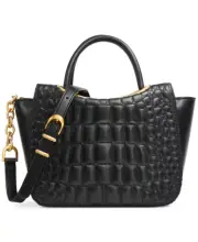 $329. Donna Karan New York Jericho Quilted Croc Leather Crossbody Black gold