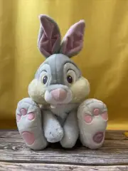 Disney Store Bambi Thumper Gray Bunny Rabbit 14” Plush Stuffed Animal NEW