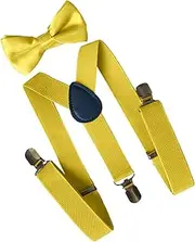 [yuksok] Y Shape Braces Men Suspenders Bowtie Set Clothing Accessories Tuxedo Suspenders Pants Suspender for Formal Wear Dance Costume