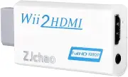Lazmin Wii to HDMI Adapter, Wii to HDMI Converter Full HD 720P 1080P Output Upscaling 3.5 mm Audio Video Output for HDTV Monitor