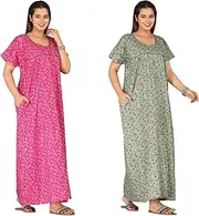 [Vetali Export] soft indian nighty for women, maxi nightgowns for women Cotton Sleepwear comfort nightwear dress, Pack Of 2