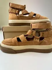 Free People Women Bodhi Fisher Sneaker Boot Tan High-Top Suede Sz 10