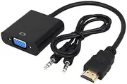HDMI Male to VGA Female Adapter Video Display Converter with 3.5mm Audio Output Support (Black)