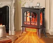 HEYMIX Electric Fireplace Heater Stove -Fire Place Electric, Fake Freestanding Fireplace for Indoor Use, Infrared Heater with Realistic LED 3D Flames