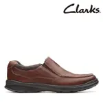 【CLARKS】男鞋 COTRELL FREE 全皮面寬楦套入式輕量便鞋 休閒鞋(CLM31566C)