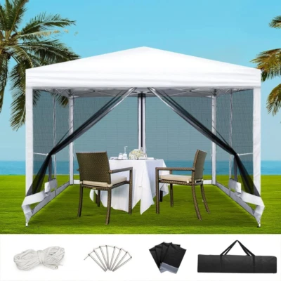 3X3 Marquee White Gazebo, Pop up Gazebos Camping Tent Folding Tarp Garden Outdoo