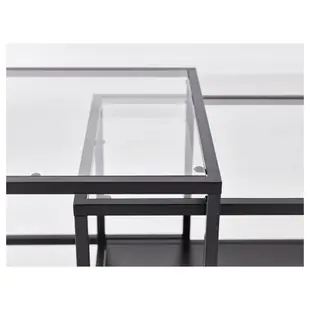 北歐工業LOFT風格經典IKEA宜家VITTSJÖ子母桌2件組玻璃茶几咖啡桌/黑棕色/二手八成新/特$1480