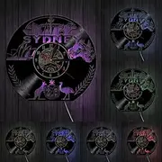 PODODO Australia Wall Clock Australia Cityscape Emblem Wall Art Sydney Skyline Vinyl Record Wall Clock Sydney Opera House Vintage Clock with LED