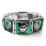 Day of the Dead Sugar Skull Girl Muertos Heart Silver Bangle Charm Bracelet