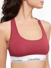 CALVIN KLEIN WOMEN'S MODERN COTTON UNLINED WIRELESS BRALETTE DEEP ROSE MEDIUM