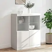 Dining Storage Sideboard with LED Lights White 81x37x100 cm