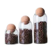 ANYGLEAM Condiments Container 3Pcs Glass Jar Storage With Cork Ball Lids Canister