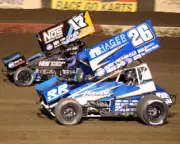 CORY ELIASON & SHELDON HAUDENSCHILD SPRINT CARS ON TRACK 8X10 GLOSSY PHOTO #H3