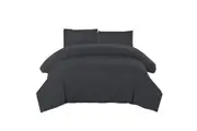 Pintuck Diamond Pleated Bedding Quilt Cover Doona Duvet Set 3Pcs Queen Black