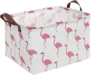 CLOCOR Rectangular Flamingo Storage Basket,Collapsible Cute Pattern Storage B...