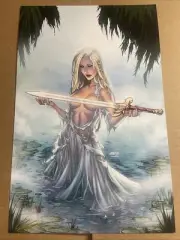 JORDAN GUNDERSON LADY OF THE LAKE MAGIC MTG EMRY LURKER LOCH 11x17 PRINT SIGNED