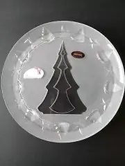 NWT NOS VTG 24% Lead Crystal Frosted Christmas Tree 8.5" Plate | Made in USA